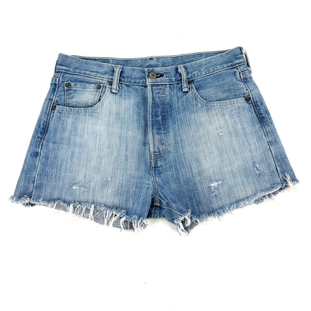 Levis 501 Cutoff Jean Shorts Womens 30 Button Fly Distressed Festival High Rise